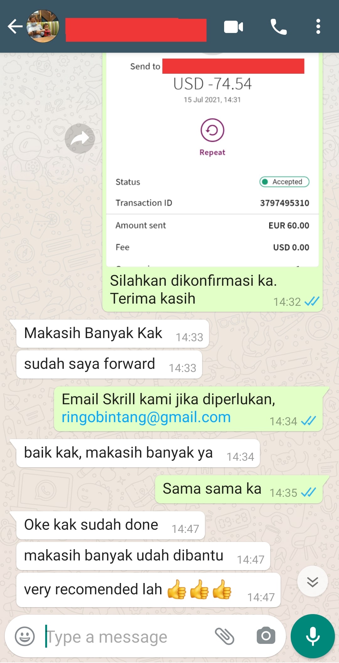 Testimoni Pengiriman Uang melalui Skrill